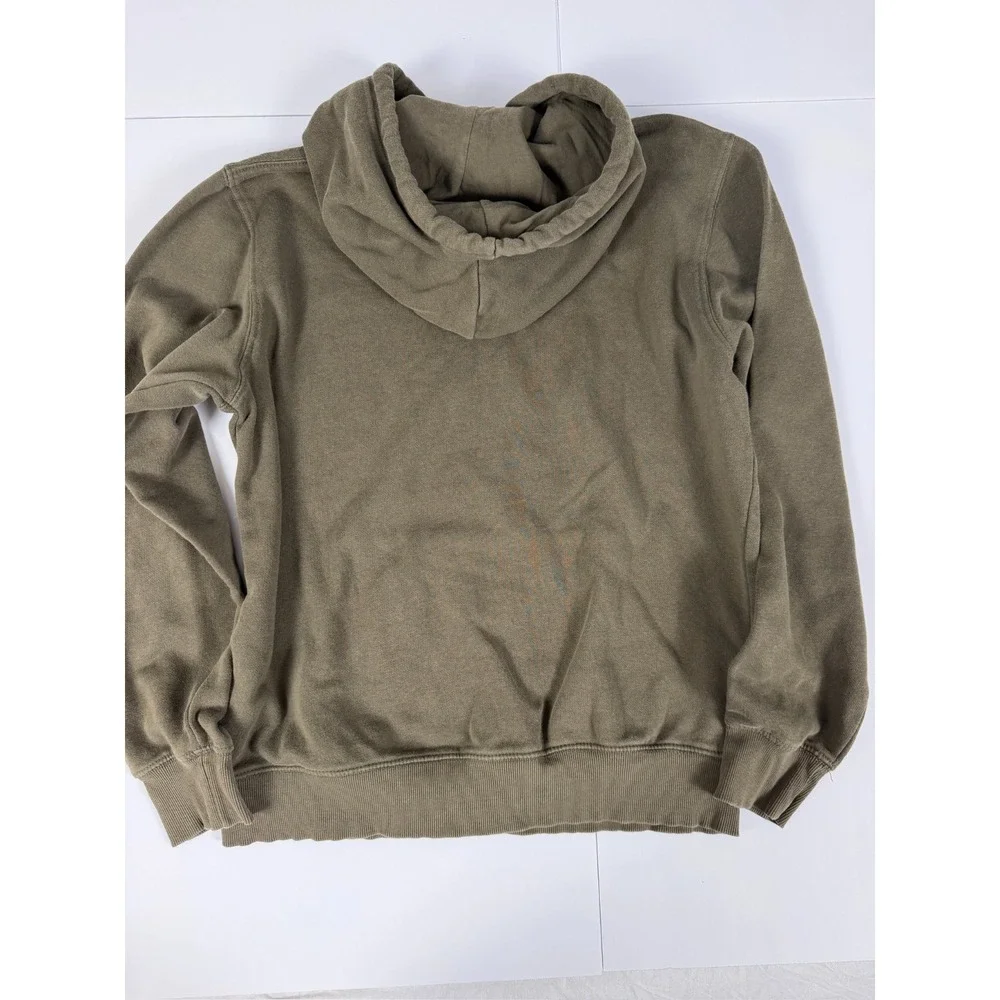 The North Face Mens Small Logo Hoodie Olive Green Pullover Sweatshirt